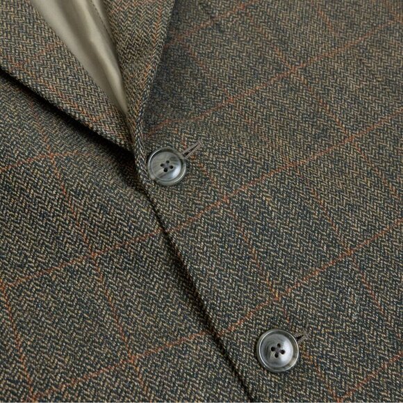 Ermenegildo Zegna Herringbone Tweed Blazer Wool Cashmere Brown Plaid 46 L EU 56 - Picture 10 of 13
